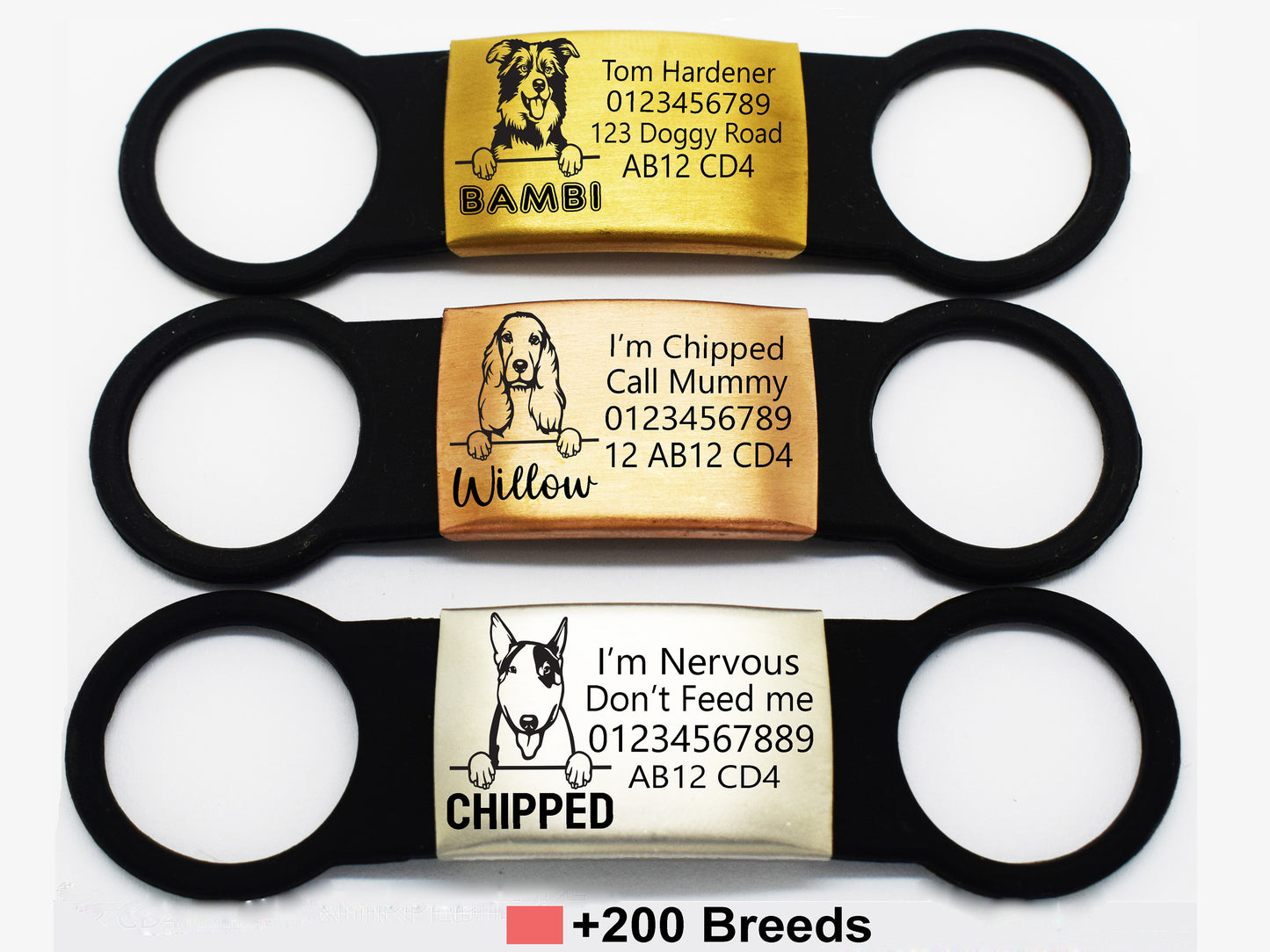 SUCRE Laser Engraved Dog Tags and Cat Tag on Steel-Silicone Band Dog Tag, Slide-On Dog Tags for Pets Engraved UK in 6 Colors | Pet ID Tags for Dogs, Dog Accessories & Puppy Accessories