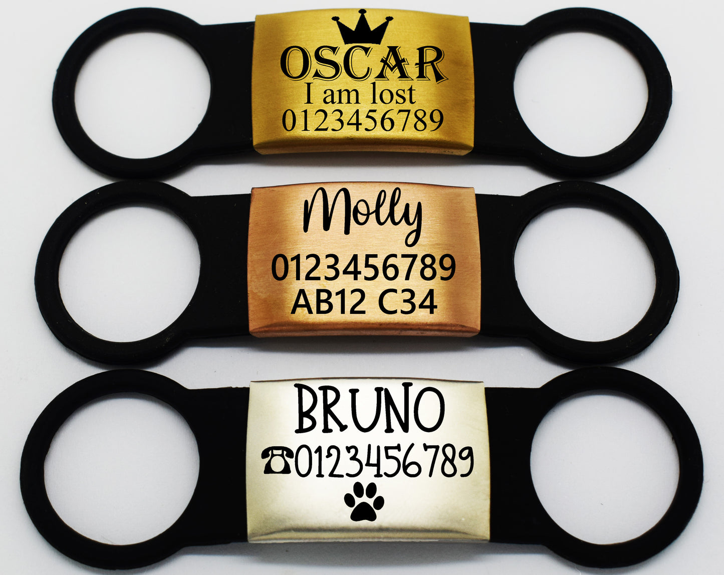 SUCRE Laser Engraved Dog Tags and Cat Tag on Steel-Silicone Band Dog Tag, Slide-On Dog Tags for Pets Engraved UK in 6 Colors | Pet ID Tags for Dogs, Dog Accessories & Puppy Accessories