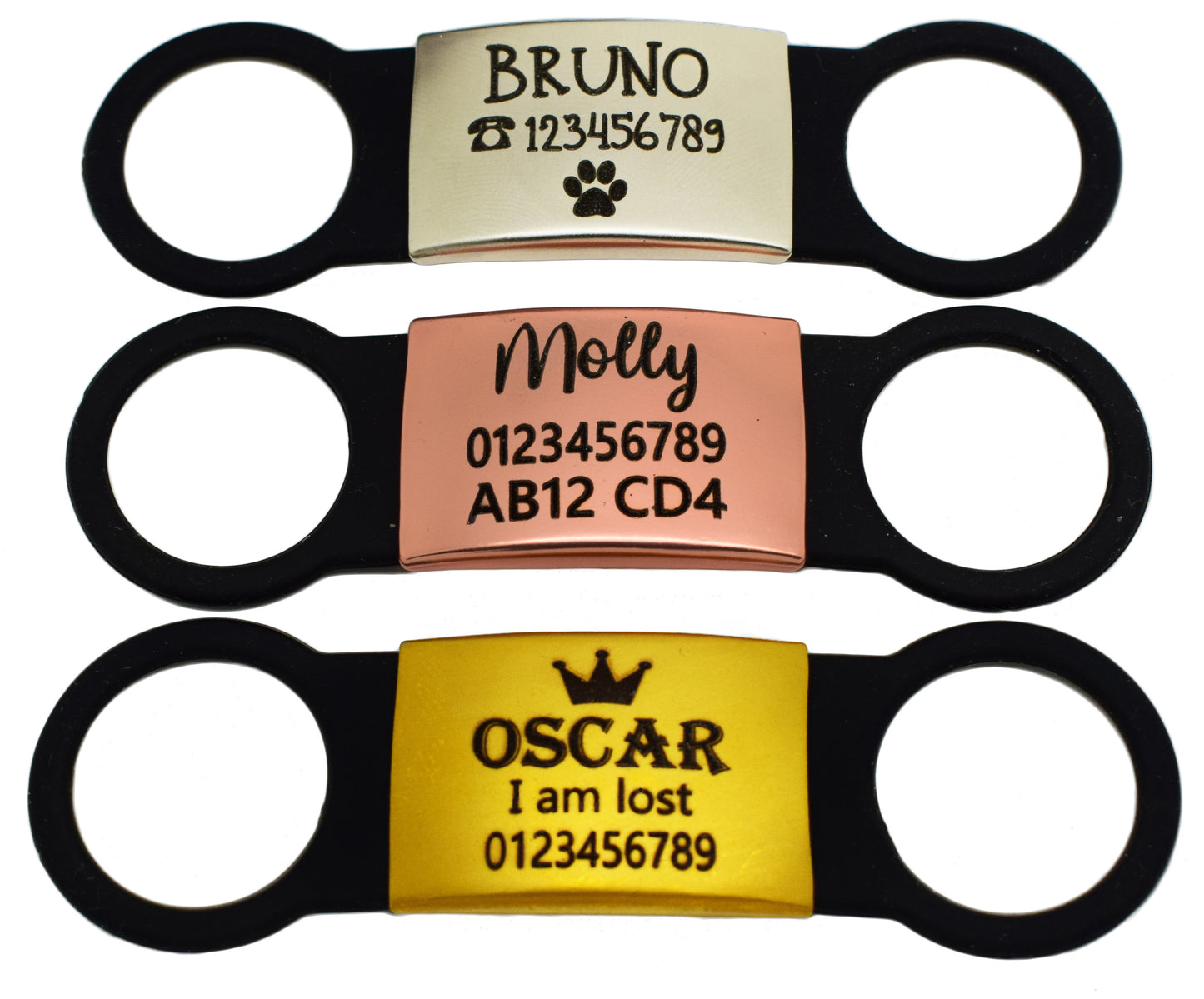 SUCRE Laser Engraved Dog Tags and Cat Tag on Steel-Silicone Band Dog Tag, Slide-On Dog Tags for Pets Engraved UK in 6 Colors | Pet ID Tags for Dogs, Dog Accessories & Puppy Accessories