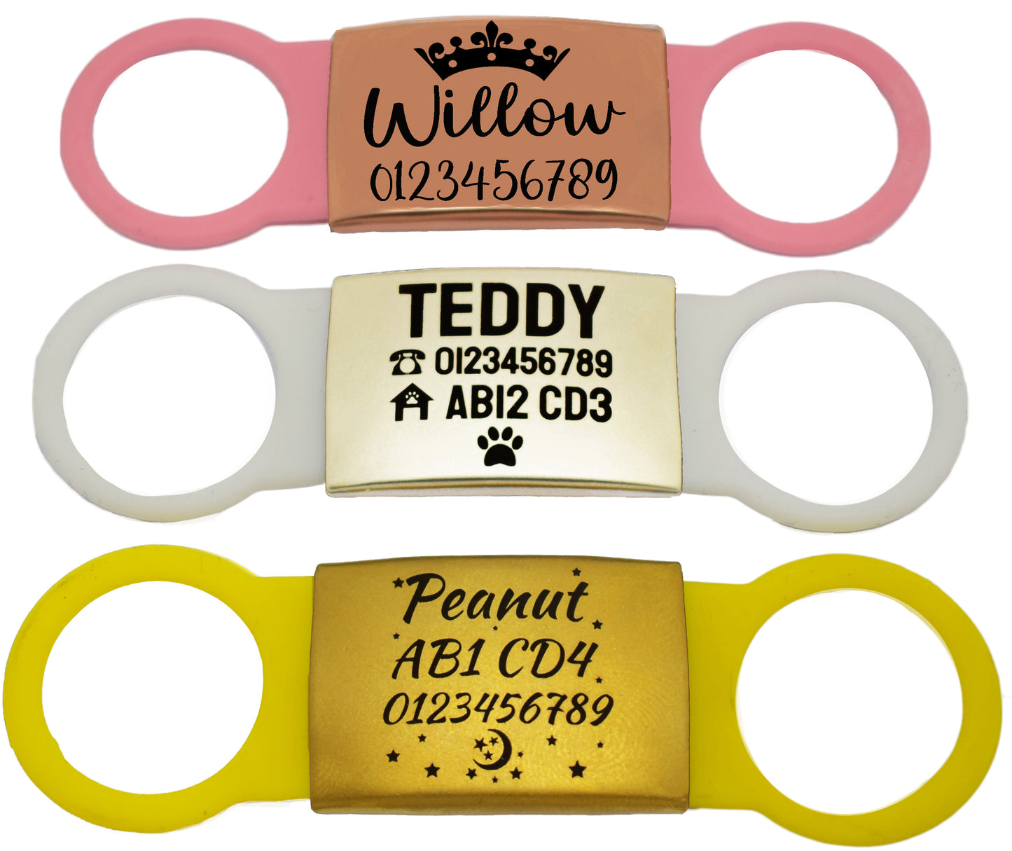 SUCRE Laser Engraved Dog Tags and Cat Tag on Steel-Silicone Band Dog Tag, Slide-On Dog Tags for Pets Engraved UK in 6 Colors | Pet ID Tags for Dogs, Dog Accessories & Puppy Accessories