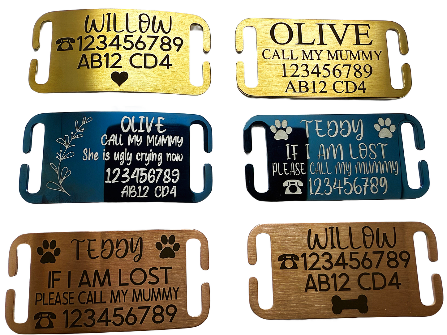 SUCRE Pet Tag Dog Tags for Pets Engraved UK, Slide On Stainless Steel Curved and Flat Personalised Dog Tag, Cat Collar with Name Tag, Dog tag Engraved and Dog Name Tags