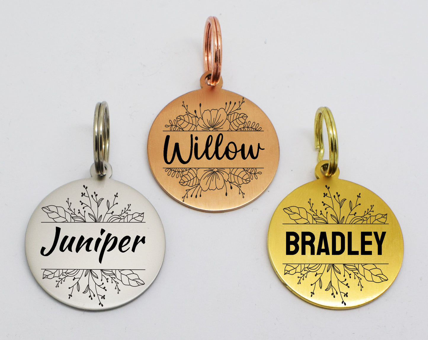 Sucre Tags Double side engraved ID name Flower Design Round Disk personalising engraving pet dog cat tag tags-Laser Engraving