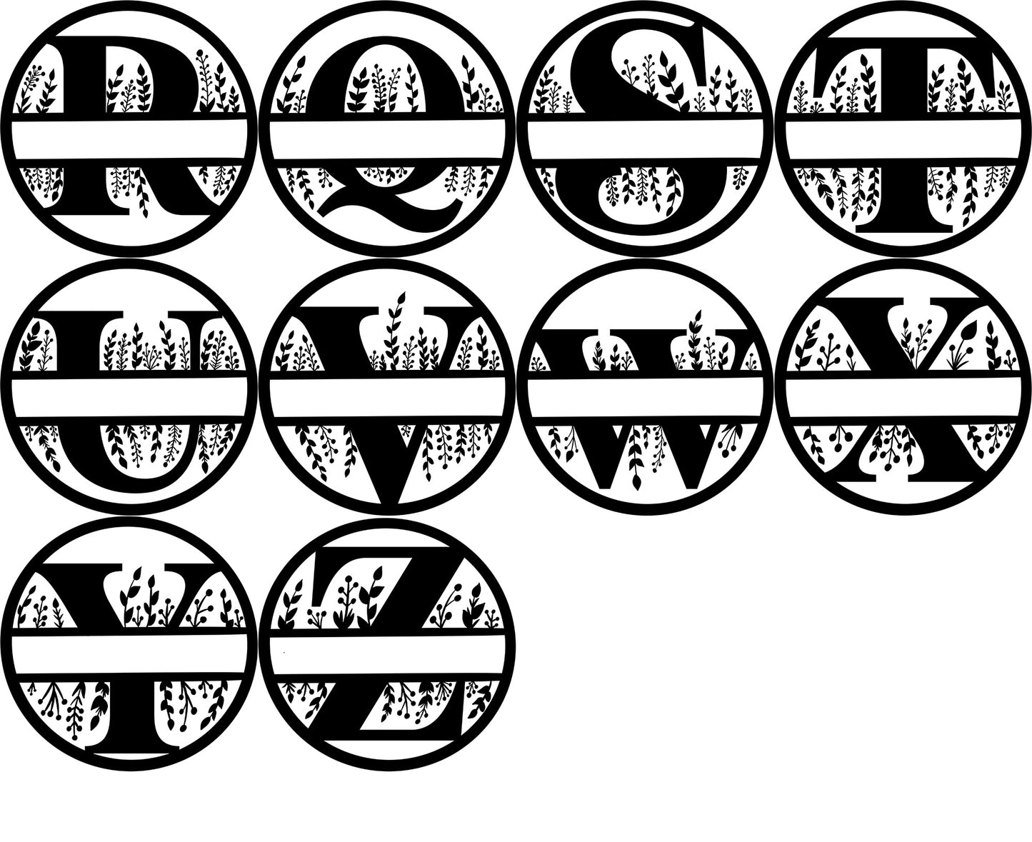 Sucre Tags Alphabet Letters Double side engraved ID name Flower Wreath Floral Design Round Disk personalising engraving pet dog cat tag tags