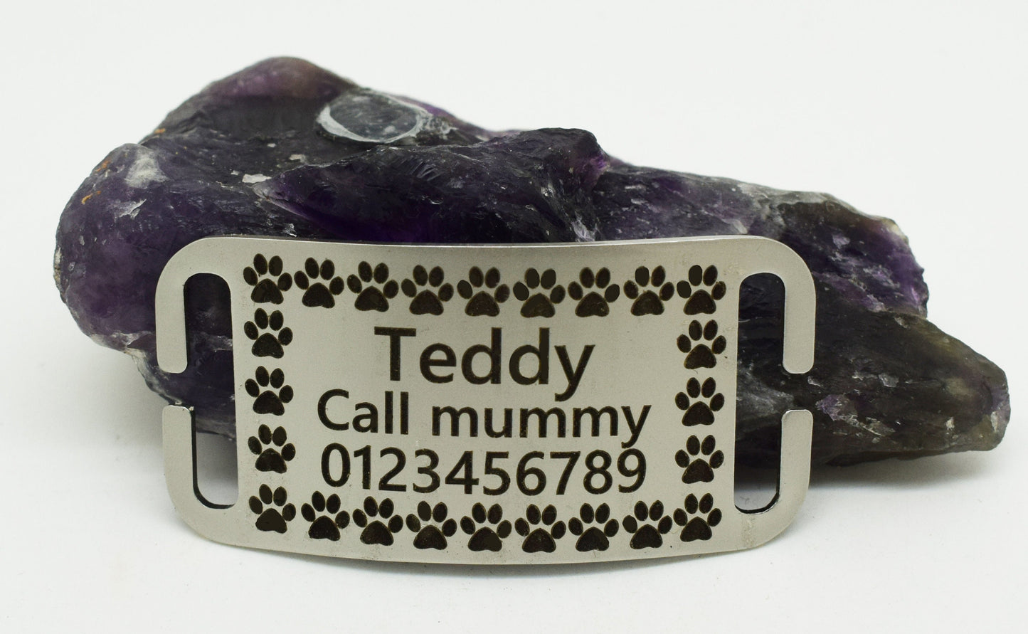 SUCRE Pet Tag Dog Tags for Pets Engraved UK, Slide On Stainless Steel Curved and Flat Personalised Dog Tag, Cat Collar with Name Tag, Dog tag Engraved and Dog Name Tags