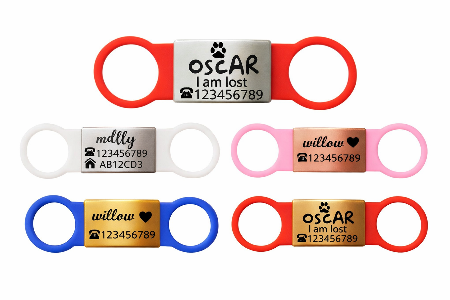 SUCRE Laser Engraved Dog Tags and Cat Tag on Steel-Silicone Band Dog Tag, Slide-On Dog Tags for Pets Engraved UK in 6 Colors | Pet ID Tags for Dogs, Dog Accessories & Puppy Accessories