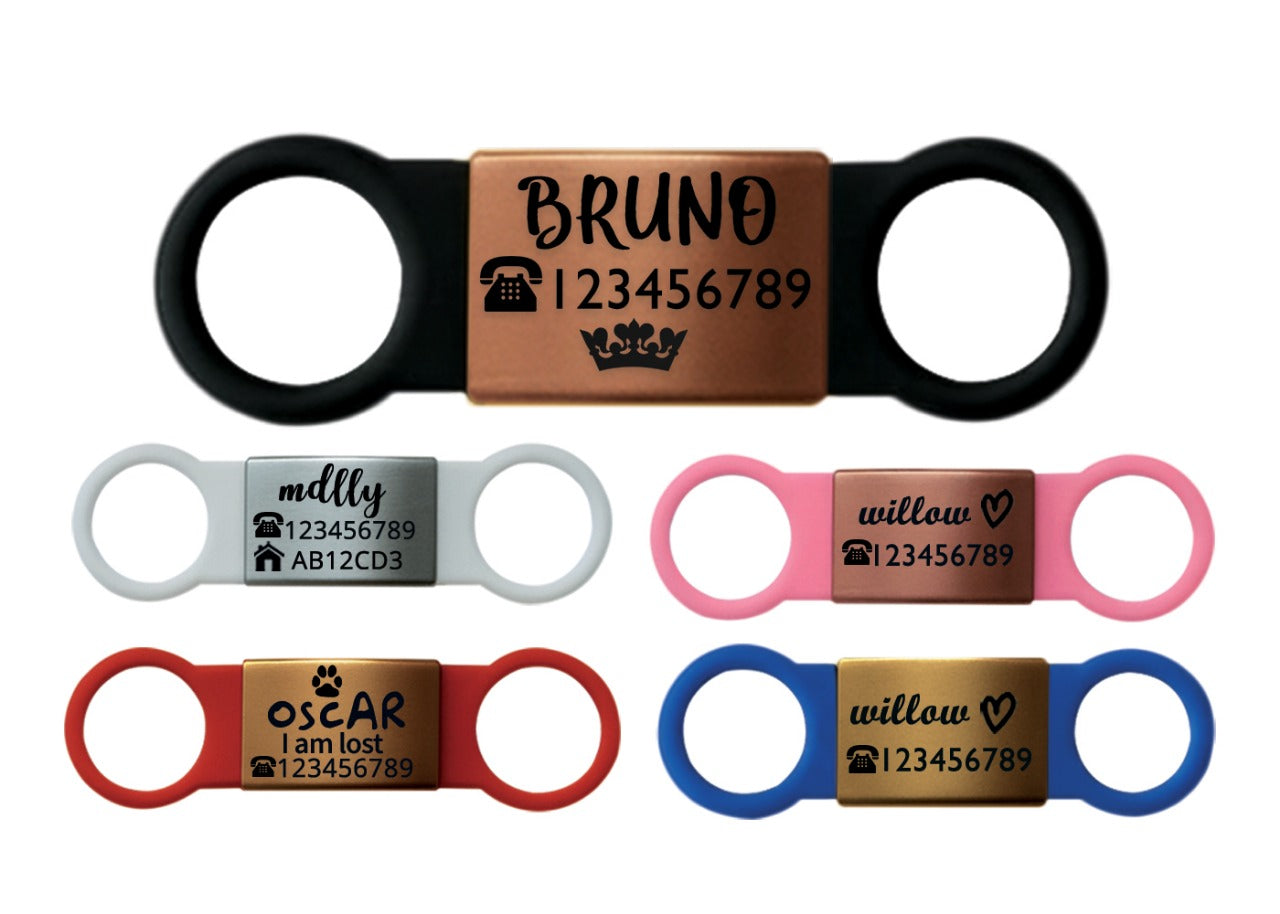 SUCRE Laser Engraved Dog Tags and Cat Tag on Steel-Silicone Band Dog Tag, Slide-On Dog Tags for Pets Engraved UK in 6 Colors | Pet ID Tags for Dogs, Dog Accessories & Puppy Accessories
