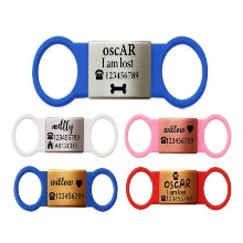 SUCRE Laser Engraved Dog Tags and Cat Tag on Steel-Silicone Band Dog Tag, Slide-On Dog Tags for Pets Engraved UK in 6 Colors | Pet ID Tags for Dogs, Dog Accessories & Puppy Accessories