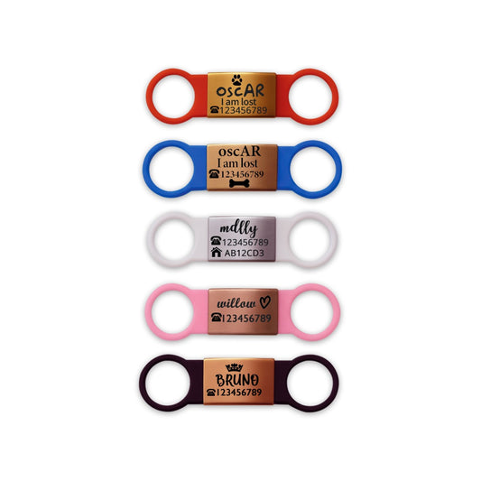 SUCRE Laser Engraved Dog Tags and Cat Tag on Steel-Silicone Band Dog Tag, Slide-On Dog Tags for Pets Engraved UK in 6 Colors | Pet ID Tags for Dogs, Dog Accessories & Puppy Accessories