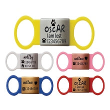 SUCRE Laser Engraved Dog Tags and Cat Tag on Steel-Silicone Band Dog Tag, Slide-On Dog Tags for Pets Engraved UK in 6 Colors | Pet ID Tags for Dogs, Dog Accessories & Puppy Accessories