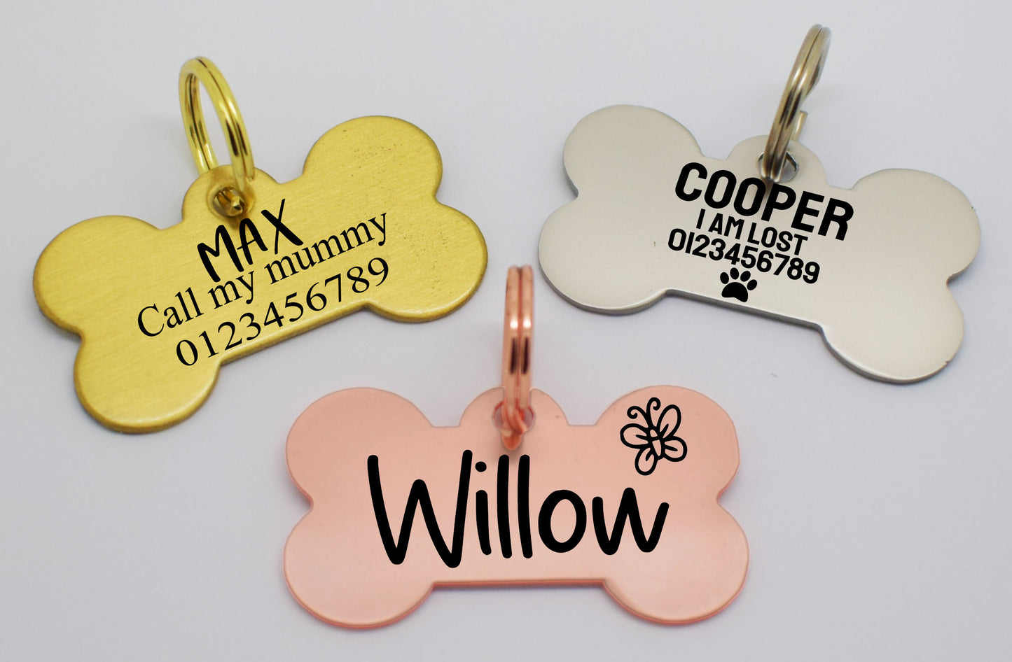 Sucre Tags Double side engraved ID name Bone Shape personalising engraving pet dog cat tag tags-Laser Engraving