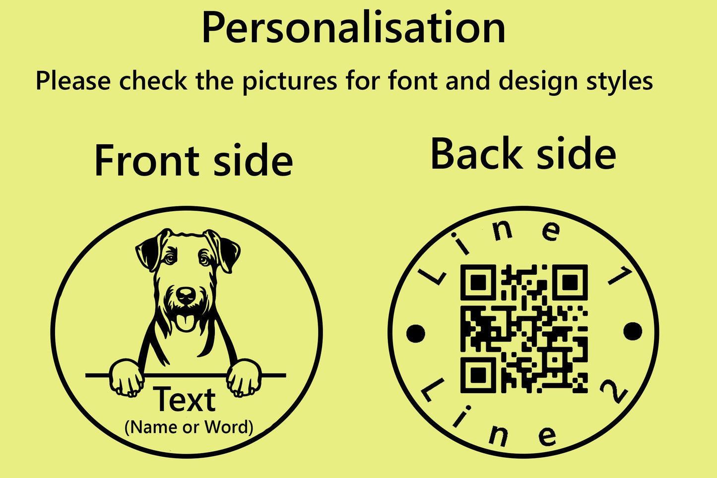 Sucre Tags Double side engraved ID name Dog Breed Face Round QR Code Supported Scan Disk personalising engraving pet dog tag tags-Laser Engraving + 1 Year QR App Subscription