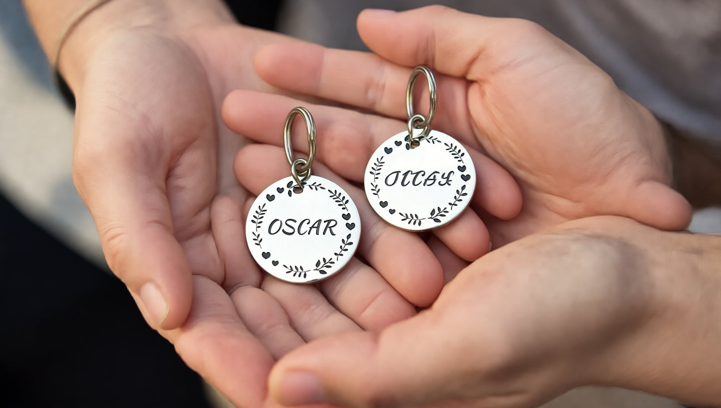 Sucre Tags Gold Double side engraved ID name Round Disc Personalising Engraving Pet Dog Cat tag tags-Laser Engraving