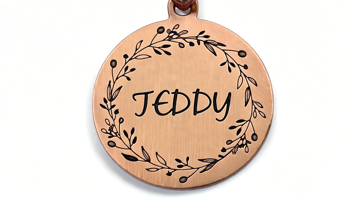 Sucre Tags Gold Double side engraved ID name Round Disc Personalising Engraving Pet Dog Cat tag tags-Laser Engraving
