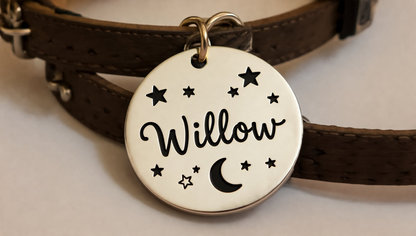 Sucre Tags Rose Gold Double side engraved ID name Round Disc Personalising Engraving Pet Dog Cat tag tags-Laser Engraving