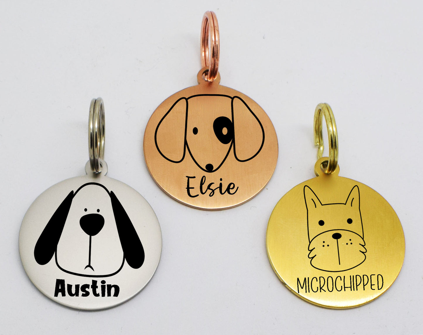 Sucre Tags Double side engraved ID name Dog Breed Face Puppy Round Disk personalising engraving pet dog tag tags-Laser Engraving