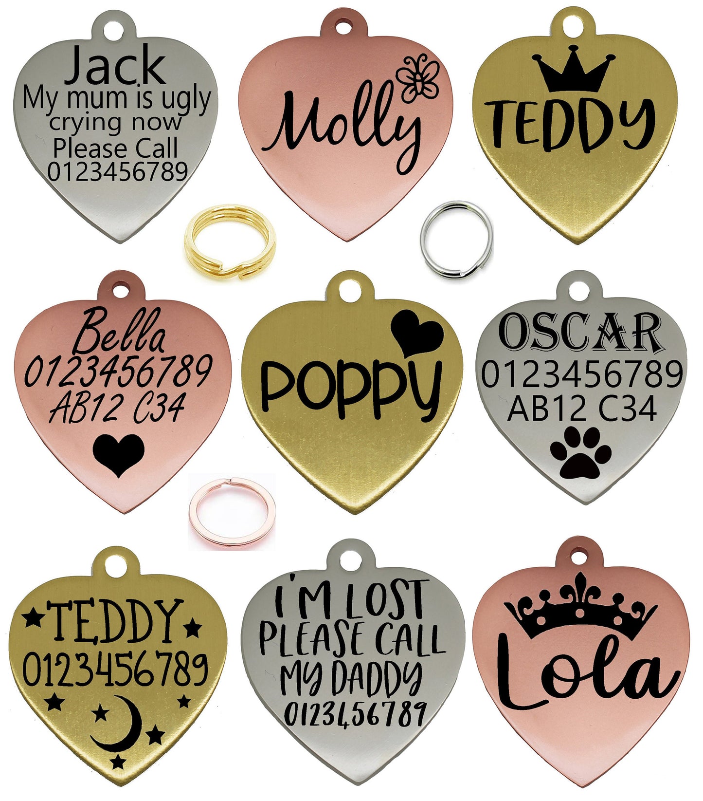 Sucre Tags Double side engraved ID name Heart personalising engraving pet dog cat tag tags-Laser Engraving