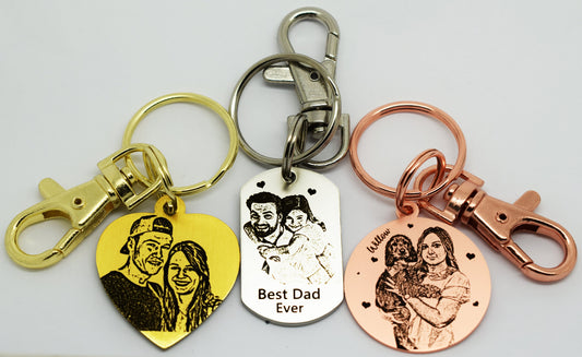 Double side Anniversary Gift Personalised Keyring design photo engraved dog pet text Wife Husband Girlfriend Boyfriend Spouse