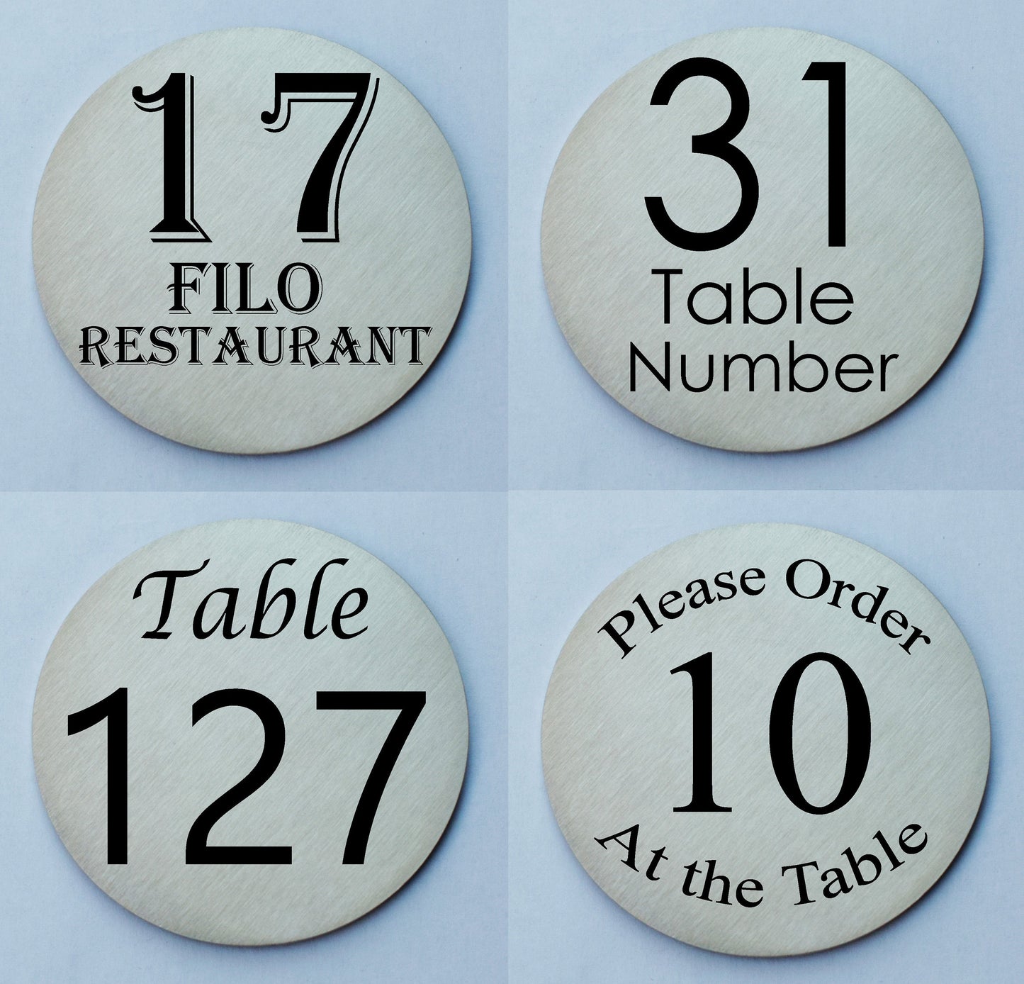 40 mm Solid Silver Stainless Steel Table Numbers Restaurant Cafe Bistro with Strong Adhesive - Lifetime Quality