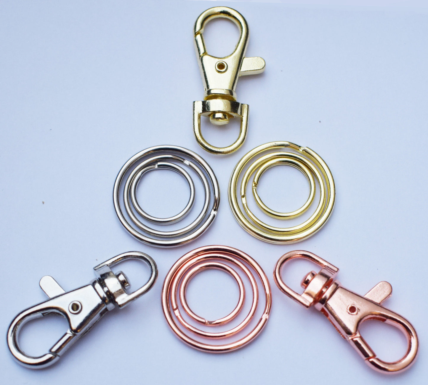 Lobster clasp lock and split ring set to add on keyring / pet dog cat tag- in silver, gold, rose gold