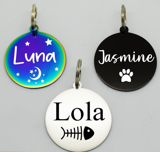 Sucre Tags Double side engraved ID name Round Disk personalising engraving pet dog cat tag tags-Laser Engraving