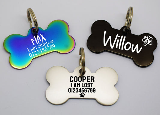 Sucre Tags Double side engraved ID name Bone Shape personalising engraving pet dog cat tag tags-Laser Engraving