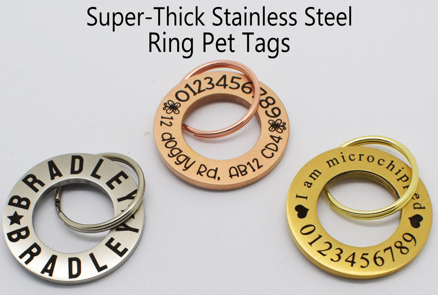 Sucre Tags SUPER THICK Double side Ring Shape engraved ID name Round Disc personalising engraving pet dog cat tag tags