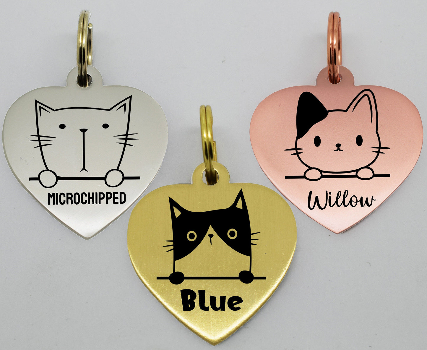 20 mm Mini Size Double side Heart Shape Kitten Cat Breed photo picture engraved ID name personalized engraving tag