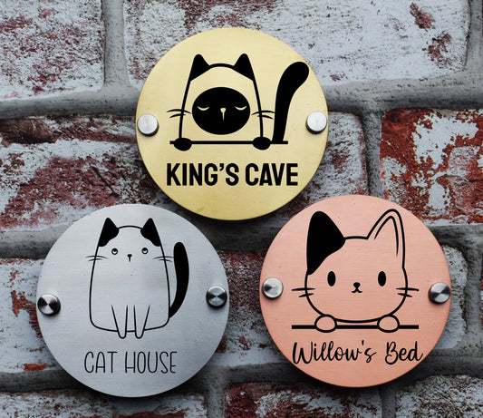 11 cm Personalised Metal Pet Kitten Cat Breed Kennel House Home Door Wall Display Sign Plaque Plate Number Name-Laser Engraving